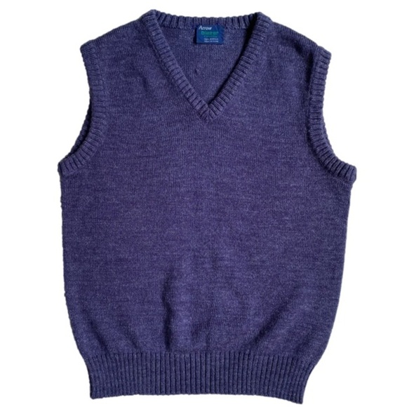 ARROW Blazer Collection Vintage Sweater Vest V-Neck Sleeveless Blue Men Size L - Picture 1 of 8